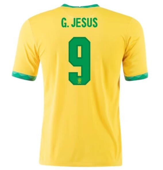 2020 Brazil Home Kit Soccer Jersey GABRIEL JESUS 9